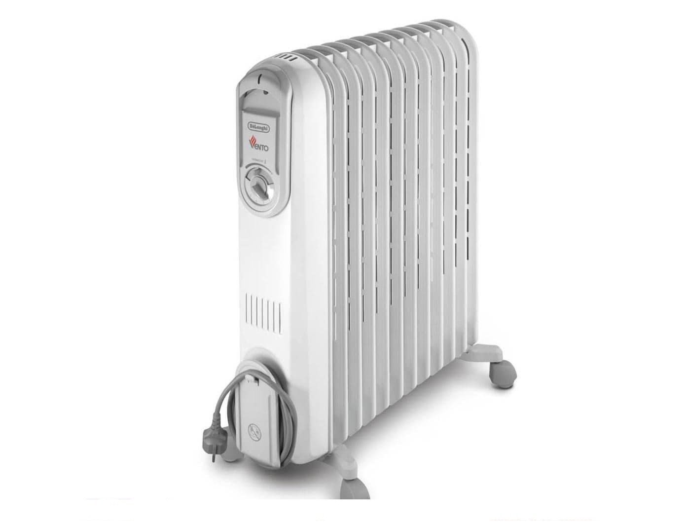 V551225 Delonghi Oil Radiator Heater 12 Fins 2500W White
