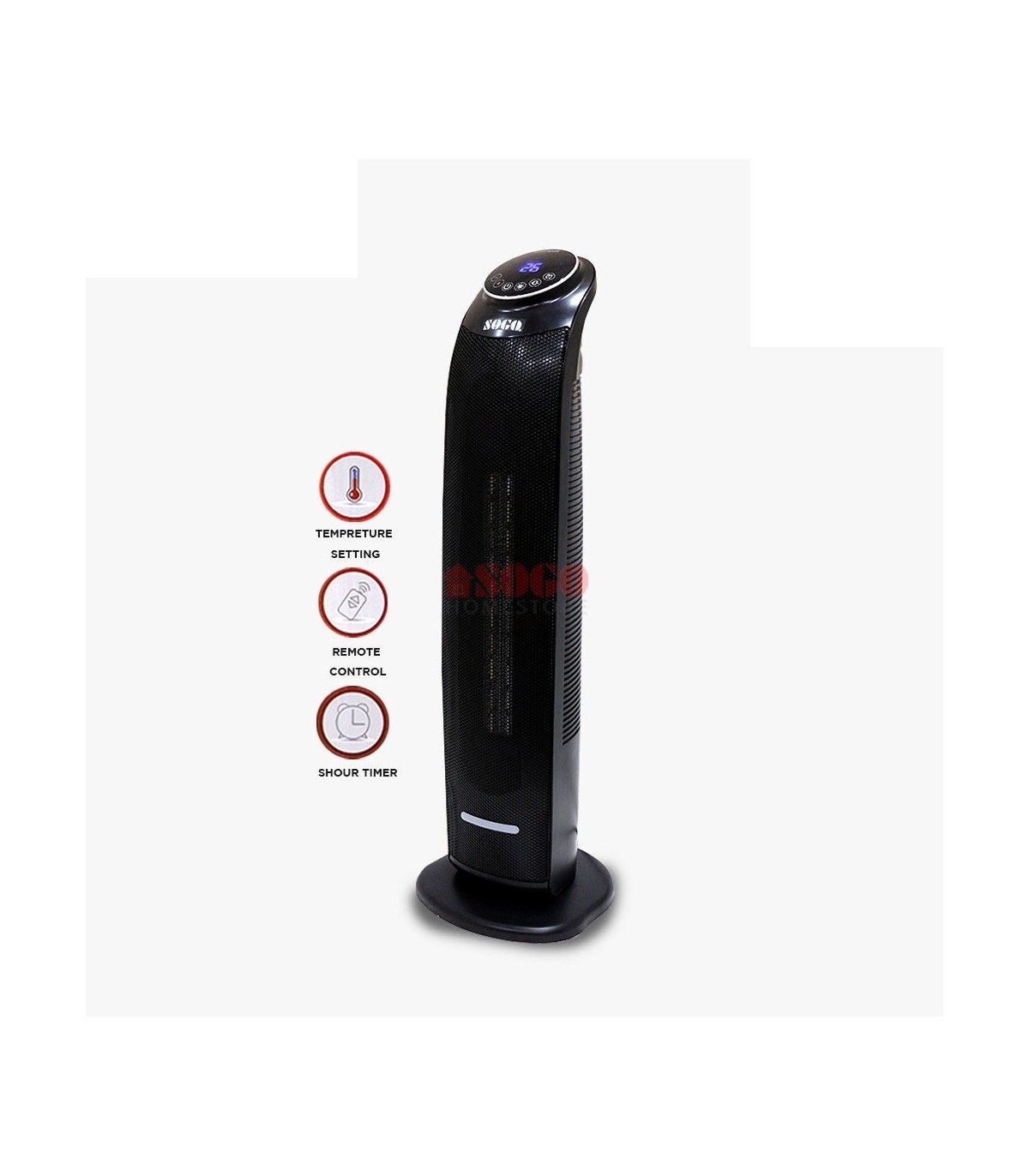 JPN-76 Sogo Ceramic Tower Fan Heater (2200W) Black